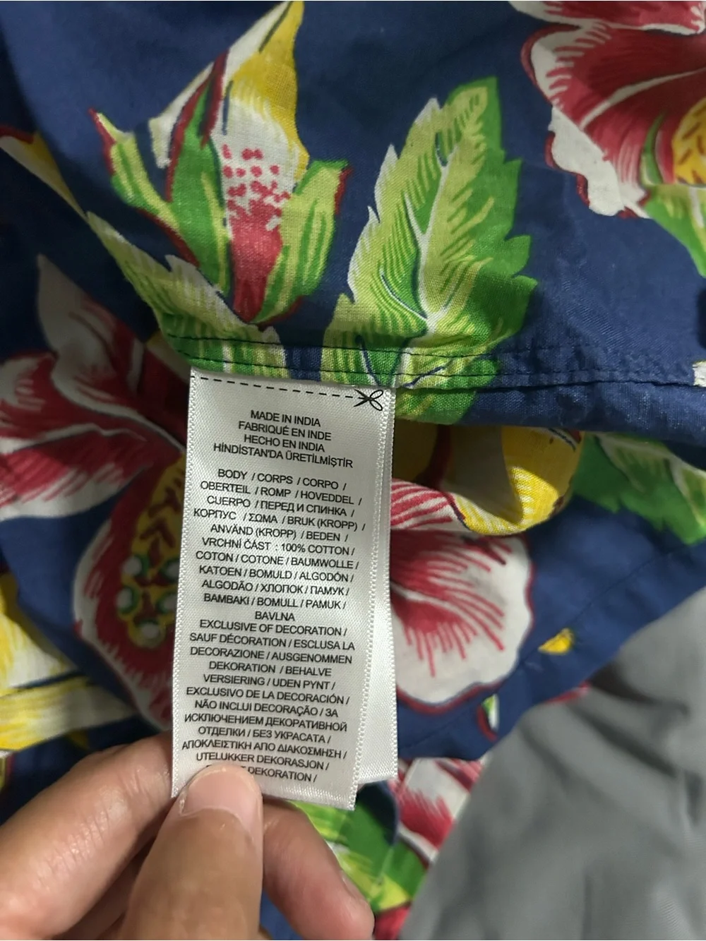 POLO RALPH LAUREN Men's 2XLT Blue Multi Floral Print Hawaiian Cotton Camp Shirt